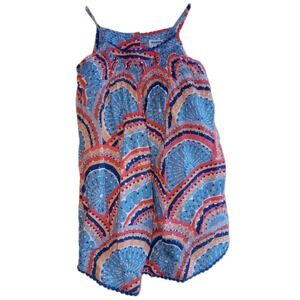 Old Navy Girls Sleeveless Pullover Dress Blue Orange Geometric‎ Cotton 3T